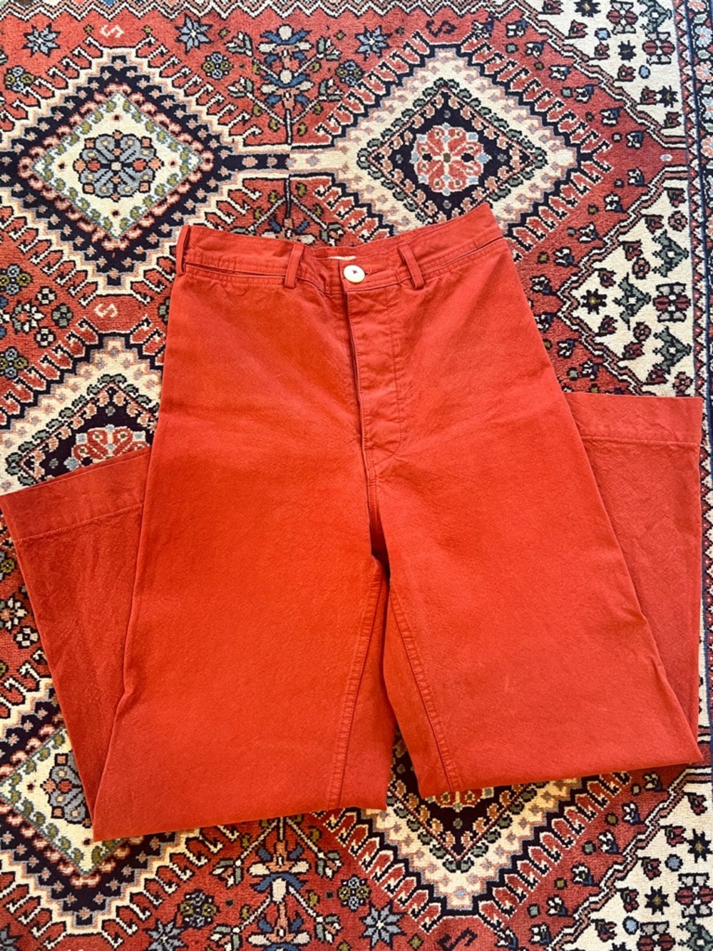 Jesse Kamm Sailor Pants Paprika Rust Orange Medium - Picture 2 of 9